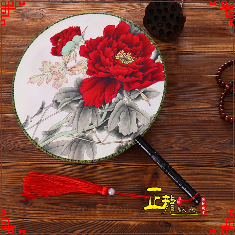 嘉祥古典中国风团扇空白扇跳舞蹈扇 真丝宫扇